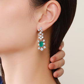 Dissoo® Emerald Snowflake Cluster Sterling Silver Chandelier Earring