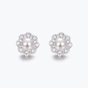 Dissoo® Pearl Floral Cluster Sterling Silver Stud Earring