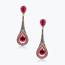 Dissoo® Vintage Ruby Waterdrop Shape Dangle Earring in 14K Gold Vermeil