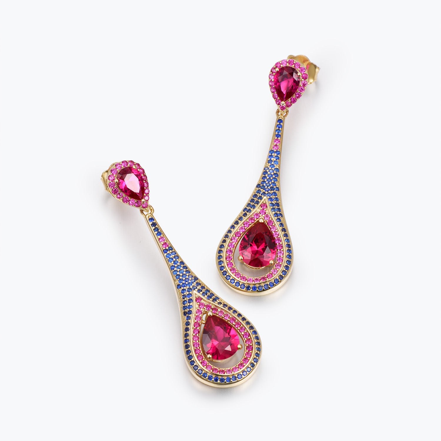 Dissoo® Vintage Ruby Waterdrop Shape Dangle Earring in 14K Gold Vermeil