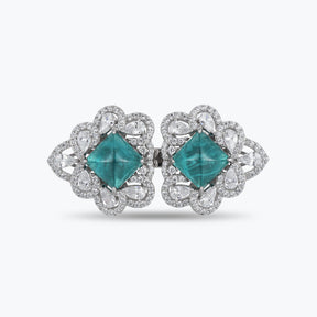 Dissoo® Vintage Emerald Floral Cluster Sterling Silver Stud Earring & Brooch/Pin