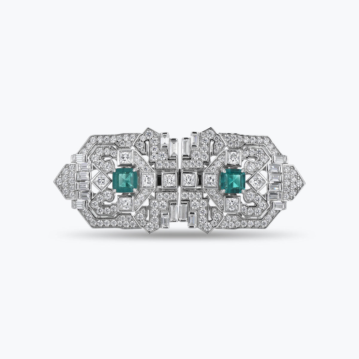 Dissoo® Vintage Emerald Sterling Silver Stud Earring & Brooch/Pin