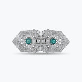 Dissoo® Vintage Emerald Sterling Silver Stud Earring & Brooch/Pin