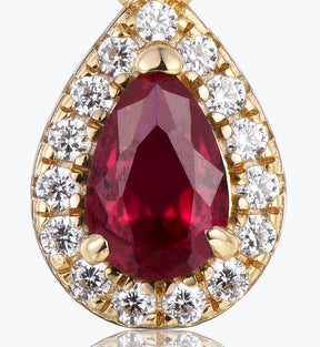 Dissoo® Pear Ruby Red Water Drop Stud Earring in 14K Gold Vermeil