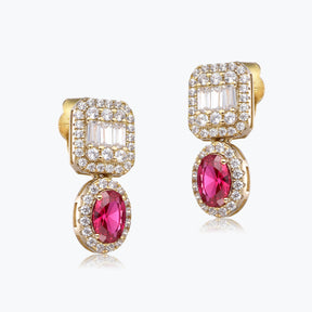 Dissoo® Oval Ruby Red Water Drop Stud Earring in 14K Gold Vermeil