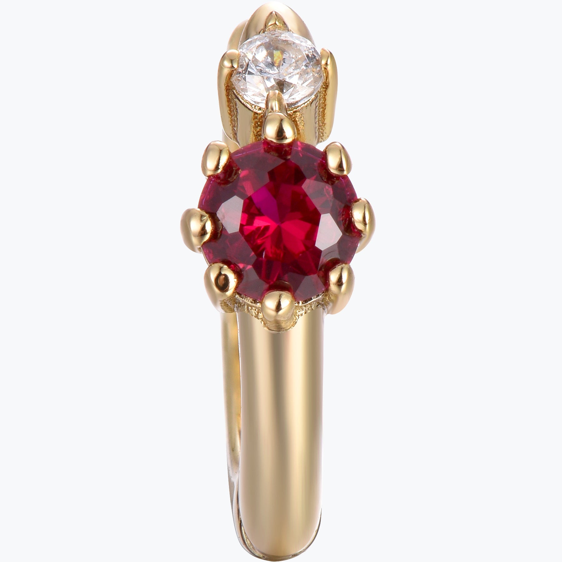 Dissoo® Round Ruby Red Hoop Earring in 14K Gold Vermeil