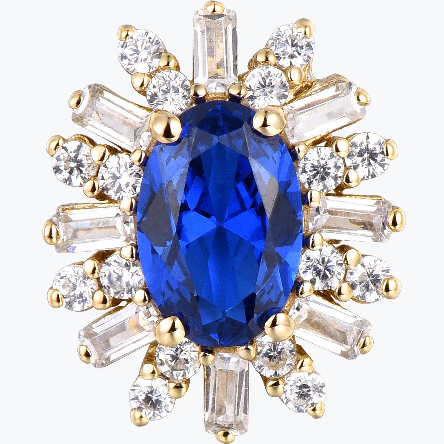 Dissoo® Ovaler Saphir-Ohrstecker aus Sterlingsilber mit blauem und weißem Strahl