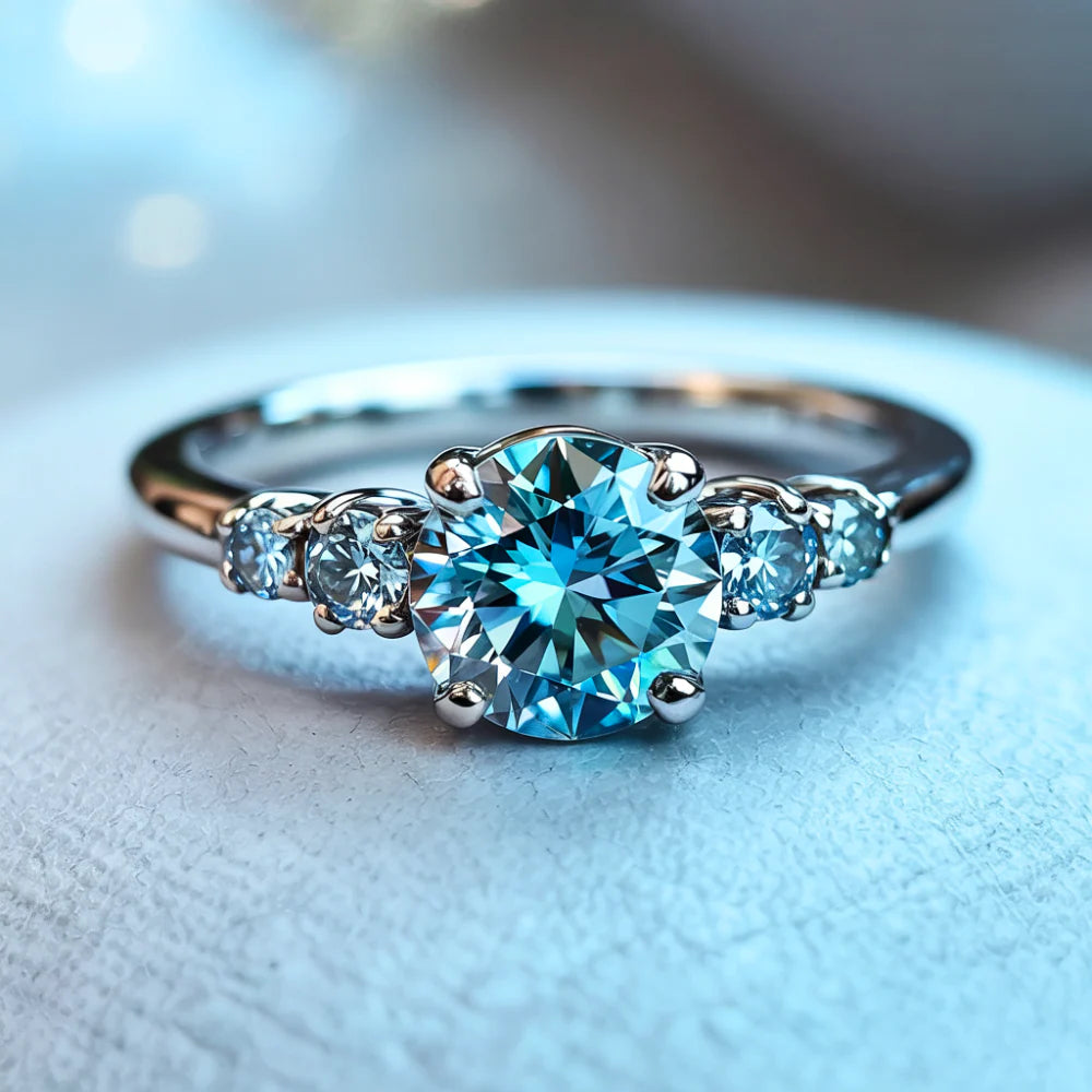 Althea Round-Cut Blue Gemstone Ring
