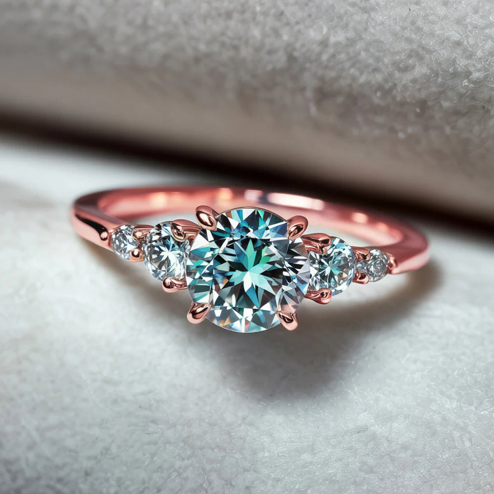 Eveline Round Cut Ocean Blue Gemstone Ring