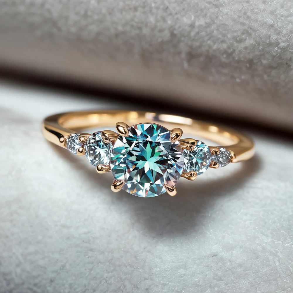 Eveline Round Cut Ocean Blue Gemstone Ring