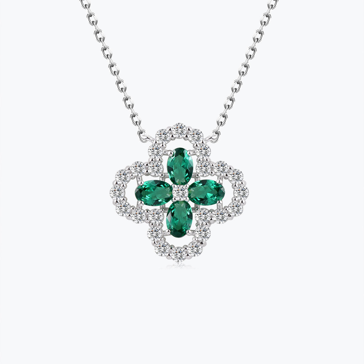 Four leaf clover emerald on sale necklace