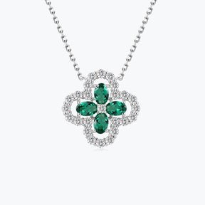 Dissoo® Emerald Four-Leaf Clover Sterling Silver Pendant Necklace