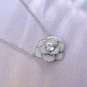 Dissoo® Round Floral Cluster Sterling Silver Necklace