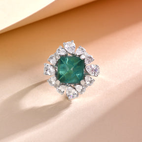Dissoo® Emerald Sugar Tower Floral Cluster Cocktail Anniversary Ring