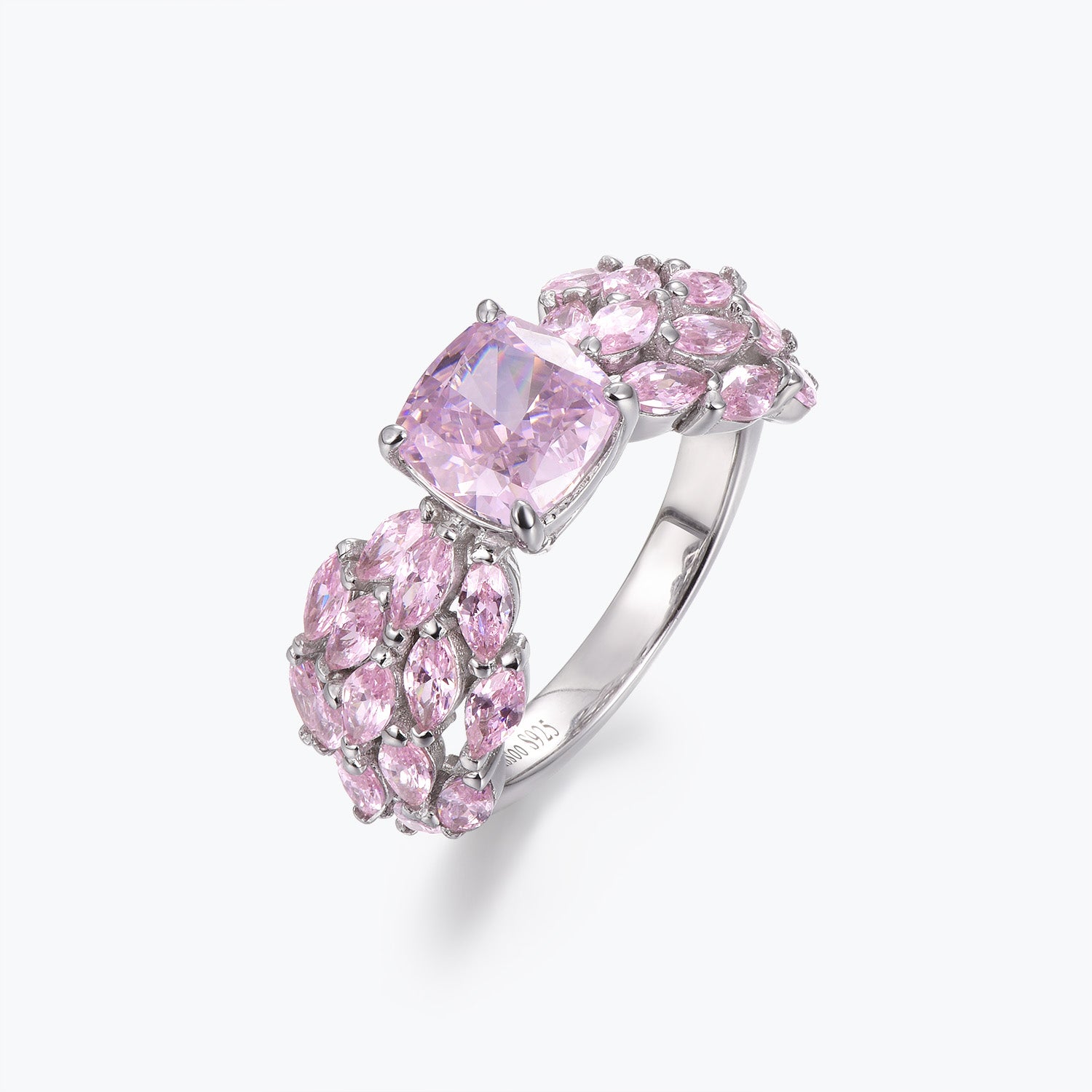 Angel Wings Cocktail Cushion Cut Pink Gemstone Engagement Ring