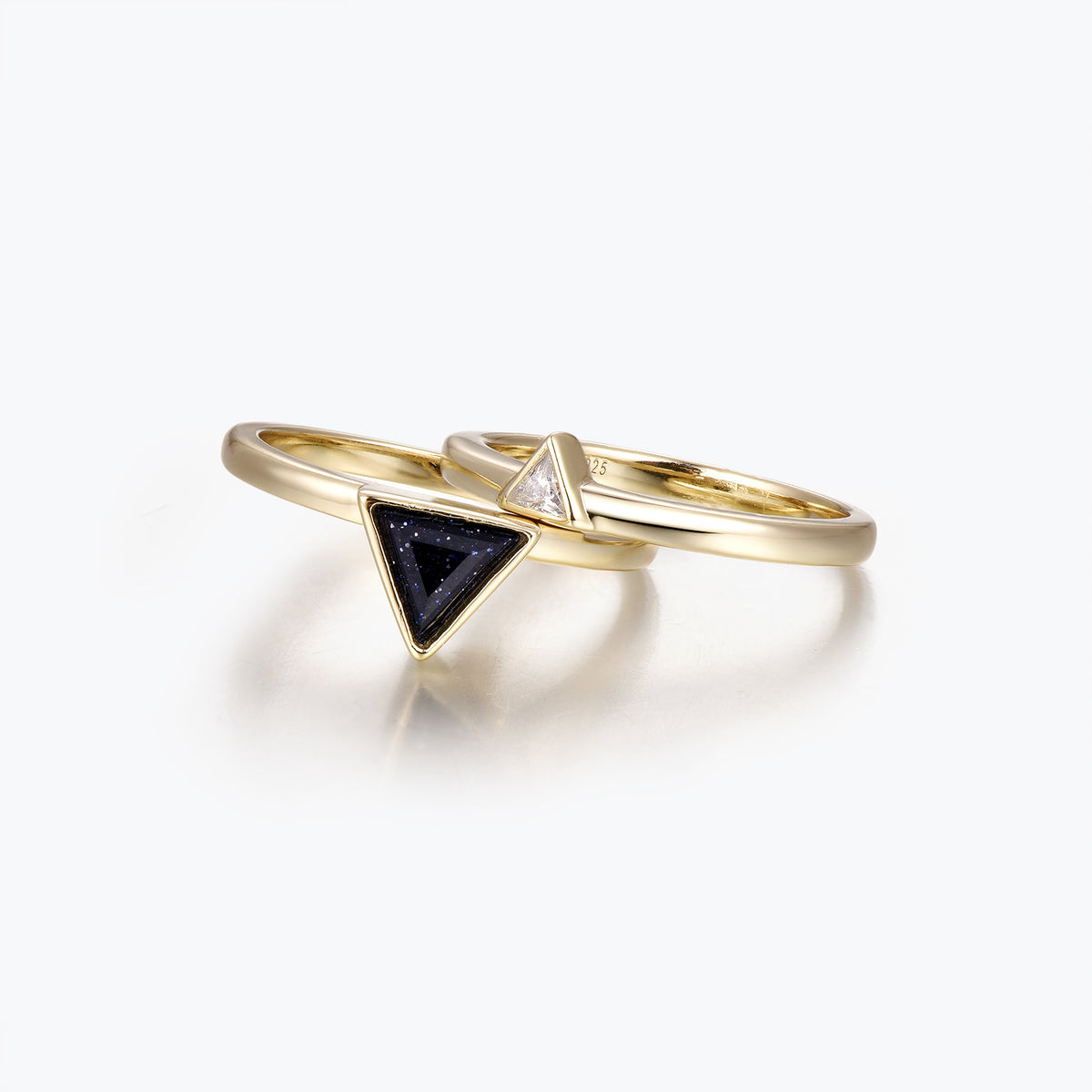 Dissoo® Triangular-shaped Blue Goldstone Bridal Set in Gold Vermeil