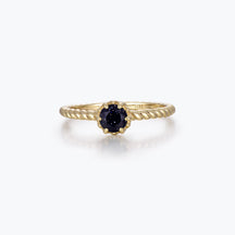 Dissoo® Gold Round Twisted Solitaire Blue Goldstone Engagement Ring