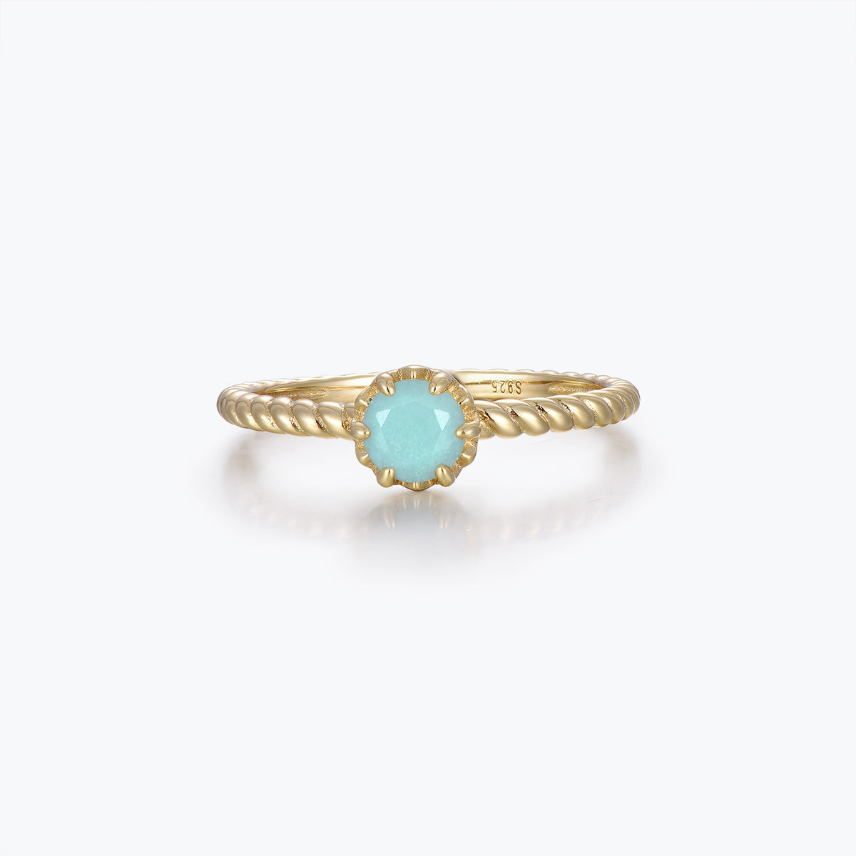 Dissoo® Gold Round Twisted Solitaire Amazonite Engagement Ring