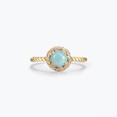 Dissoo® Yellow Gold Round Amazonite Swirl Halo Twisted Engagement Ring