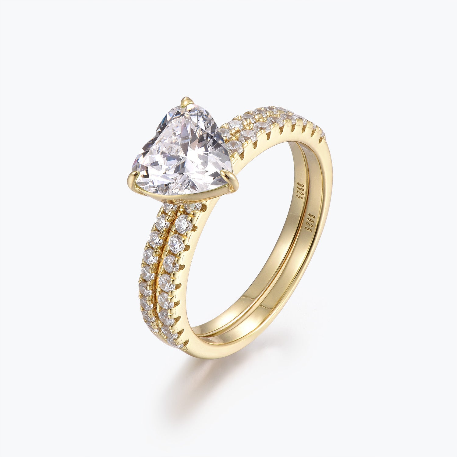 Dissoo® Heart Moissanite Engagement Ring and Semi-Eternity Wedding Ring