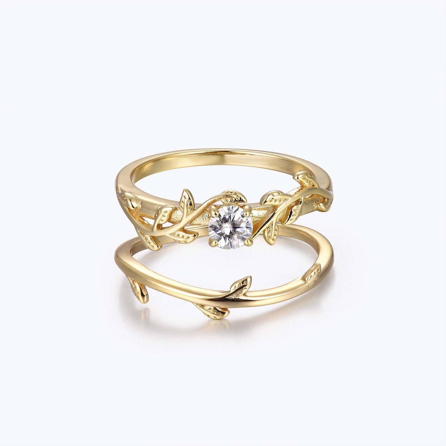 Bague de fiançailles Dissoo® en moissanite « Winding Willow » et alliance « Willing Twig ».