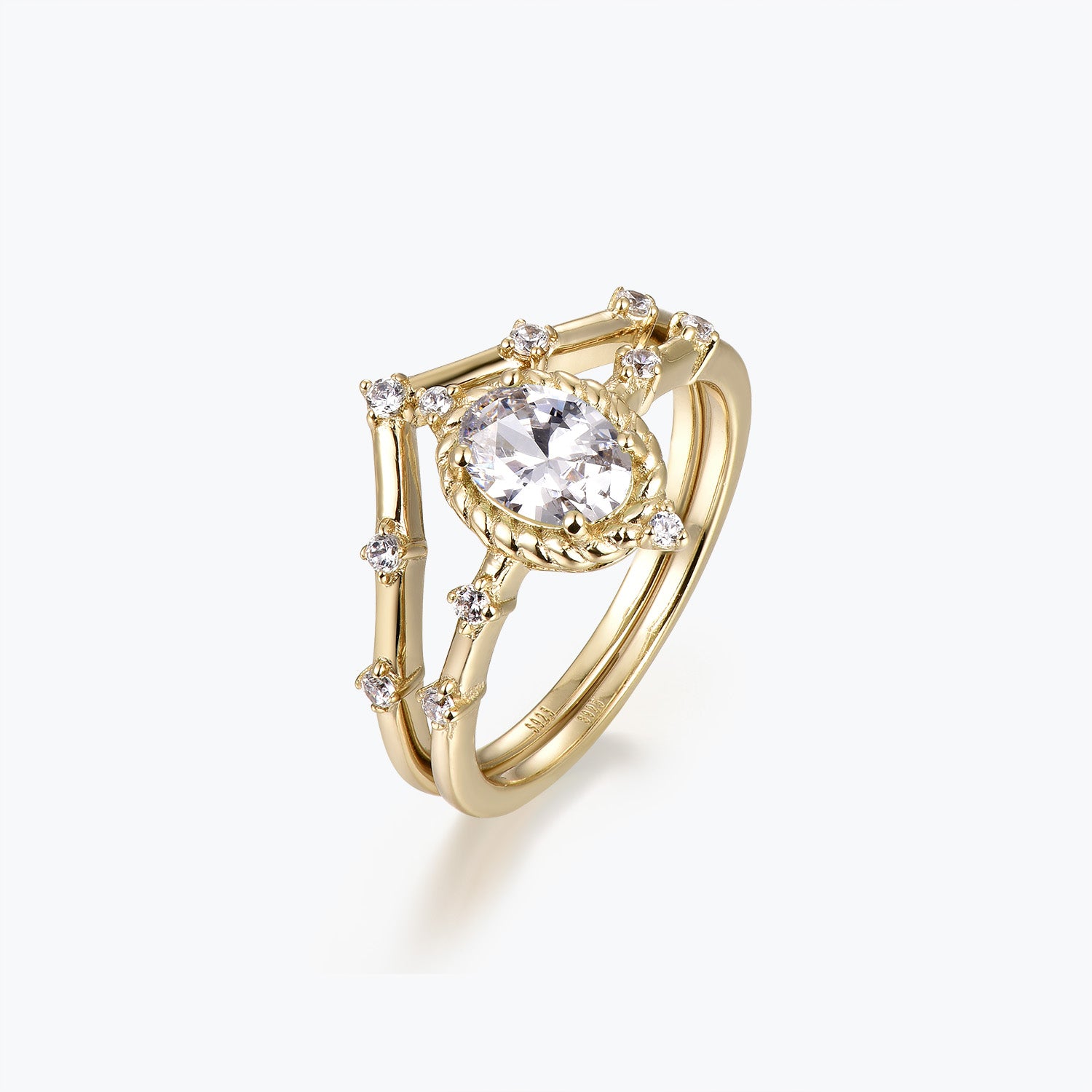 Dissoo® Gold Willow Twisted Rope Moissanit Brautset