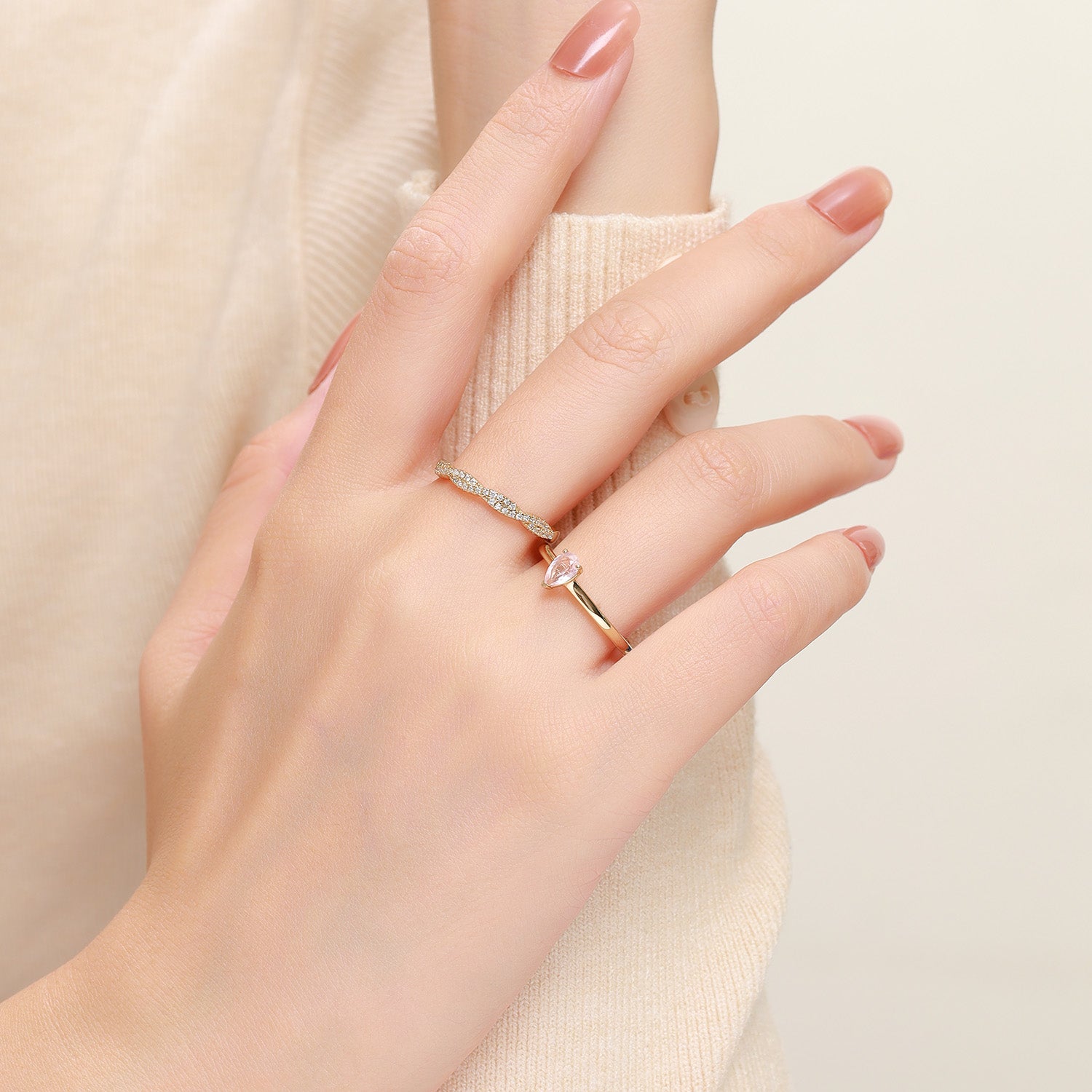 Classic Pear Cut Pink Gemstone Bridal Set