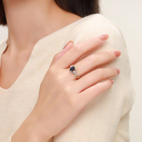 Dissoo® Oval Blue Goldstone Twist Pavé Shank Engagement Ring in 14K Gold Vermeil