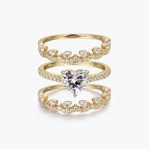 Dissoo® Heart Pavé Moissanite Three-Piece Bridal Set with Crown