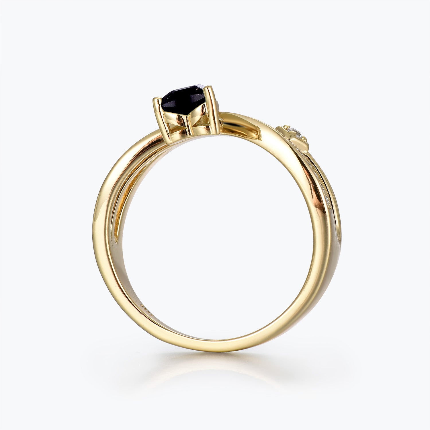 Heart Cut Blue Goldstone Multi-Row Crossover Engagement Ring