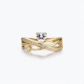 Dissoo® Gold Heart Moissanite Multi-Row Crossover Engagement Ring