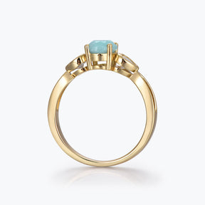 Dissoo® Love Bridge Amazonite Engagement Ring and Versailles Moissanite Wedding Ring
