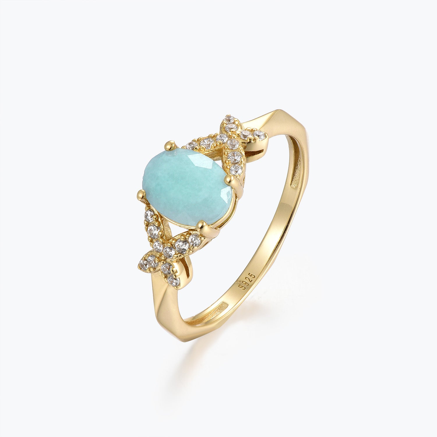 Butterfly Oval Cut Amazonite Engagement Ring