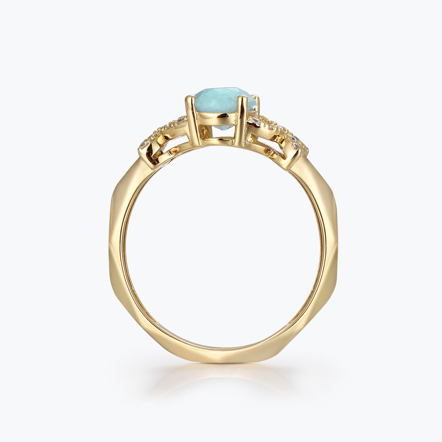 Butterfly Oval Cut Amazonite Engagement Ring