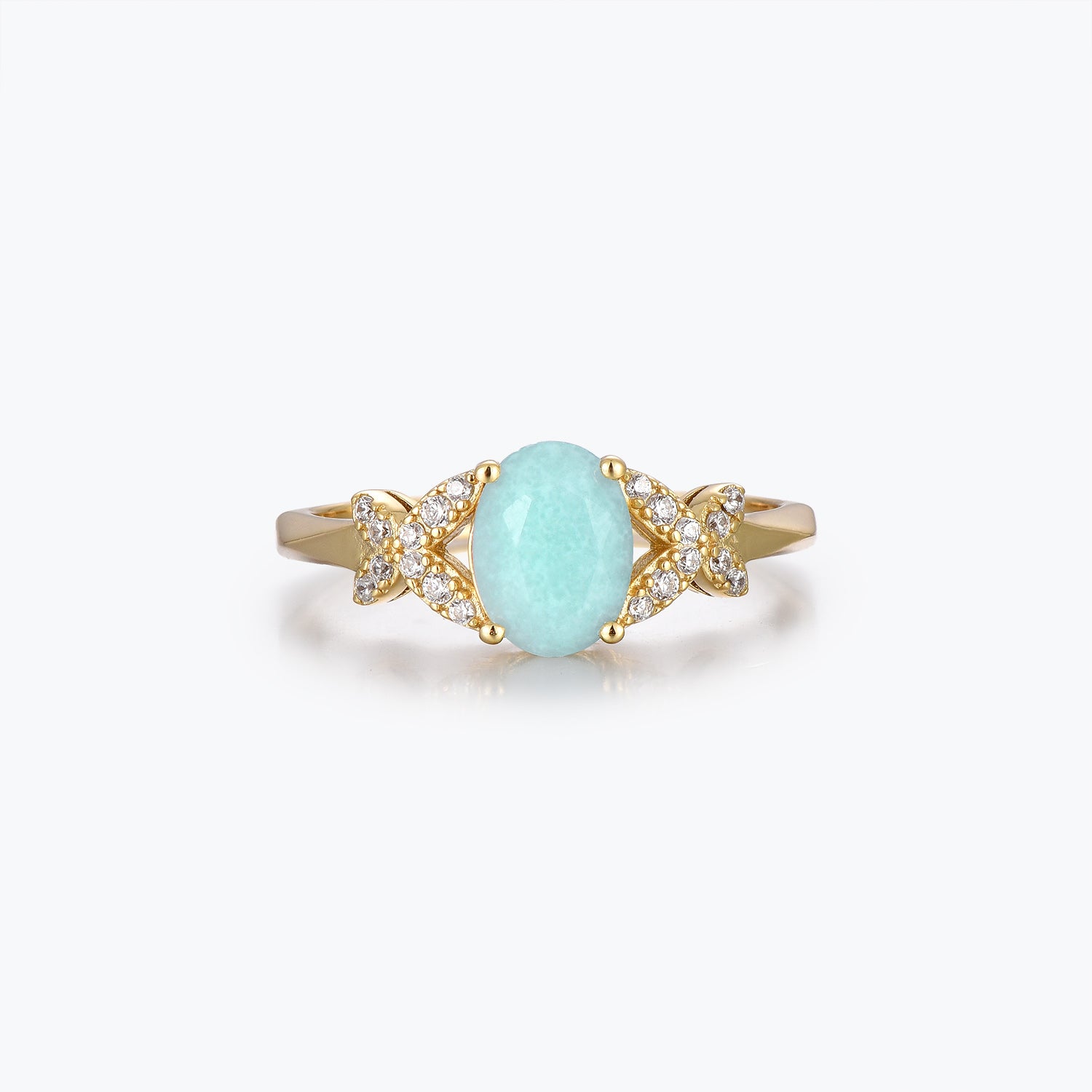 Butterfly Oval Cut Amazonite Engagement Ring