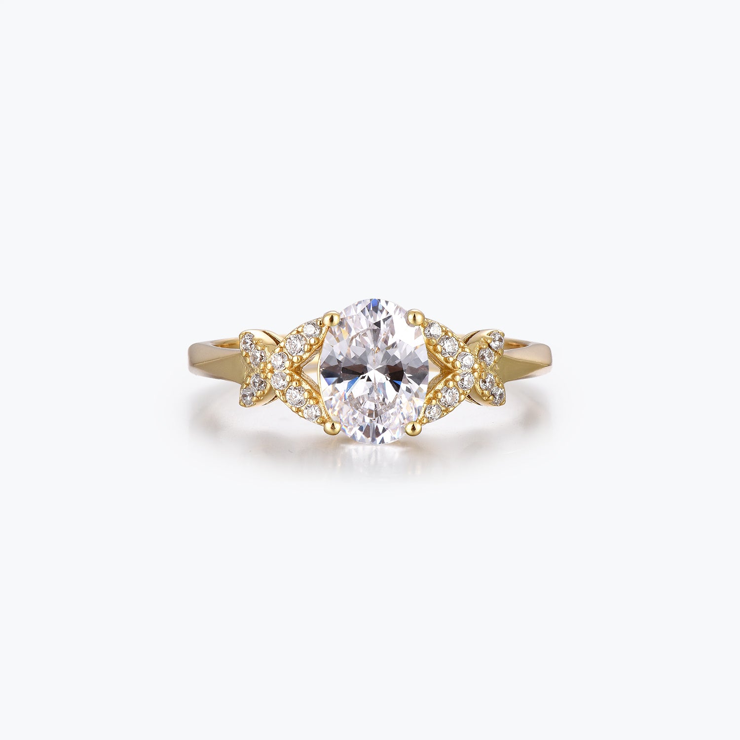 Dissoo® Gold Butterfly Oval Moissanite Engagement Ring