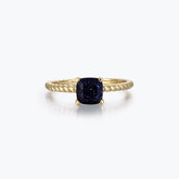 Dissoo® Yellow Gold Cushion Blue Goldstone Solitaire Twisted Engagement Ring