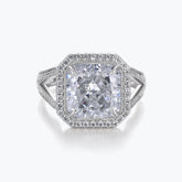 Dissoo® White Radiant Cut Halo Split Shank Engagement Ring