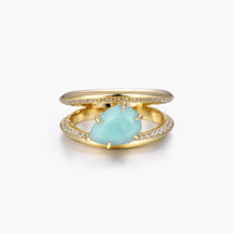 Dissoo® Pear Split-Shank Gold Amazonite Engagement ring