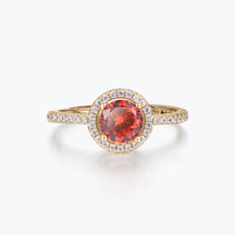 Dissoo® Gold Ruby Halo Semi-Eternity Cocktail Engagement Ring