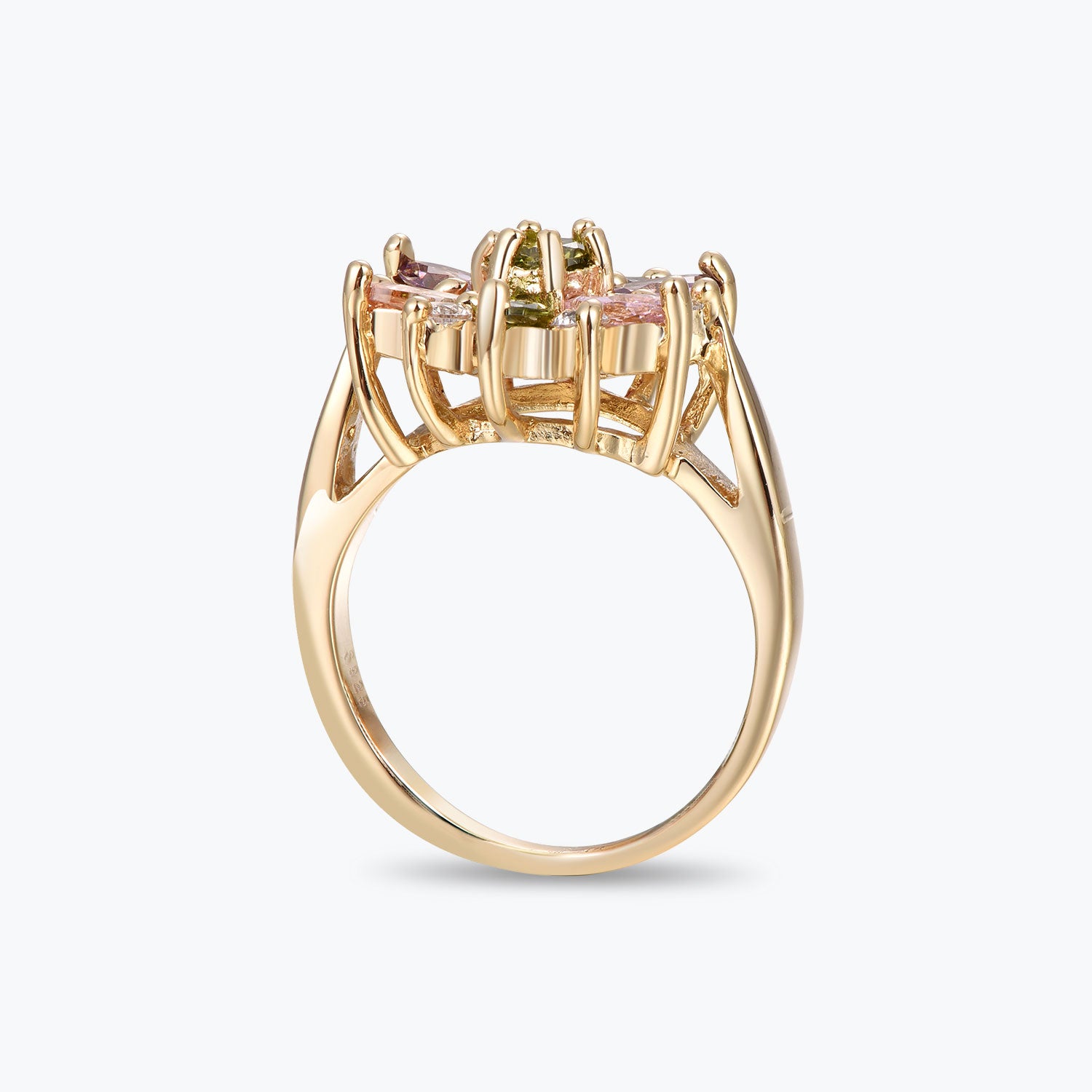 Dissoo® Multicolor Floral Cluster Cocktail Ring in 14K Gold Vermeil