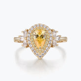 Dissoo® Gold Pear Yellow Halo Cocktail Engagement Ring