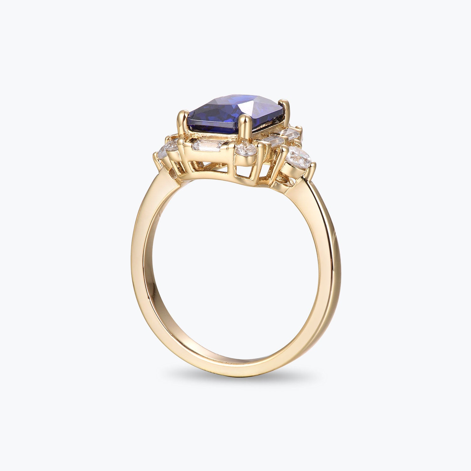 Dissoo® Blue Radiant Cut Halo Cocktail Verlobungsring