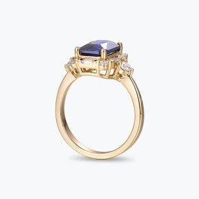 Dissoo® Blue Radiant Cut Halo Cocktail Engagement Ring