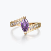 Dissoo® Purple Marquise Cut Engagement Ring with a Gold Pavé-set Bypass Shank