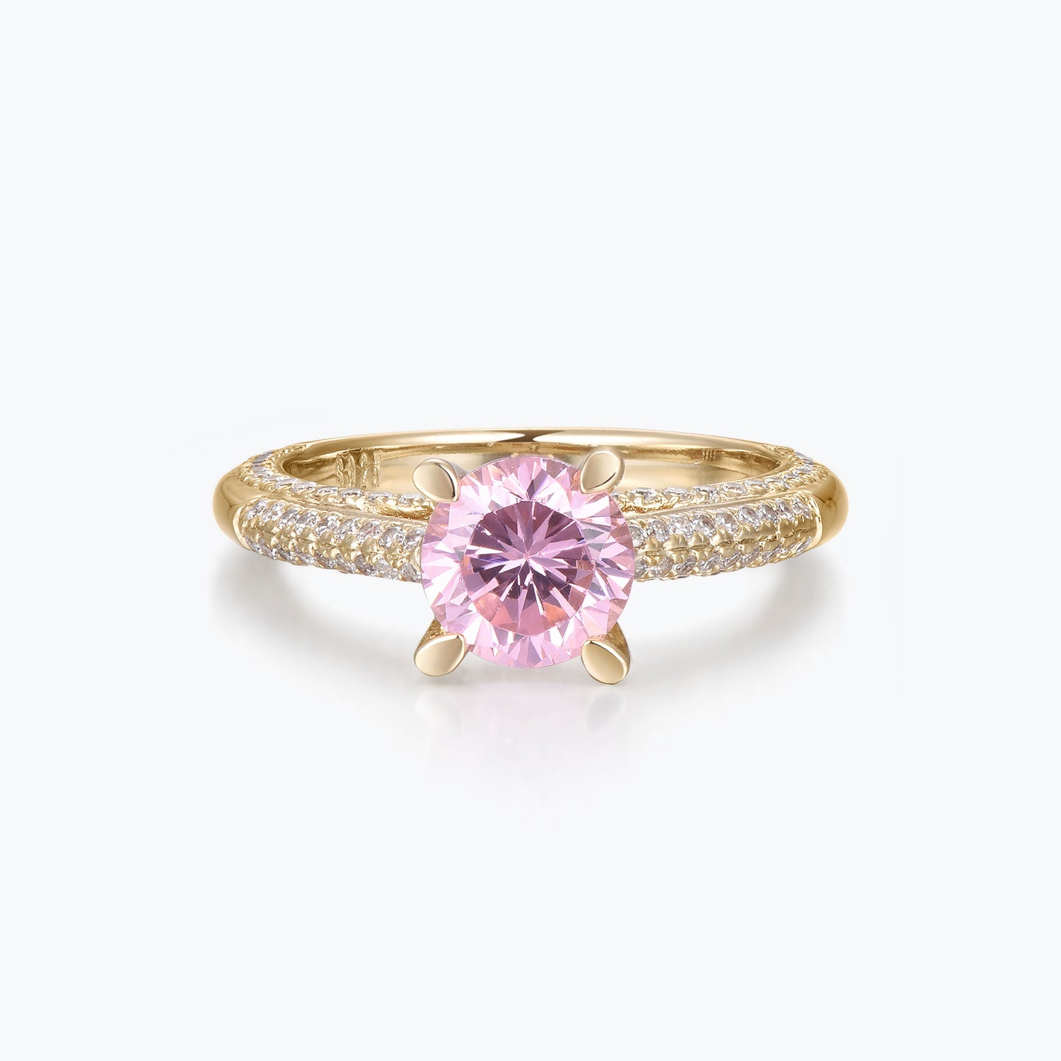 Round Cut Pink Gemstone Engagement Ring