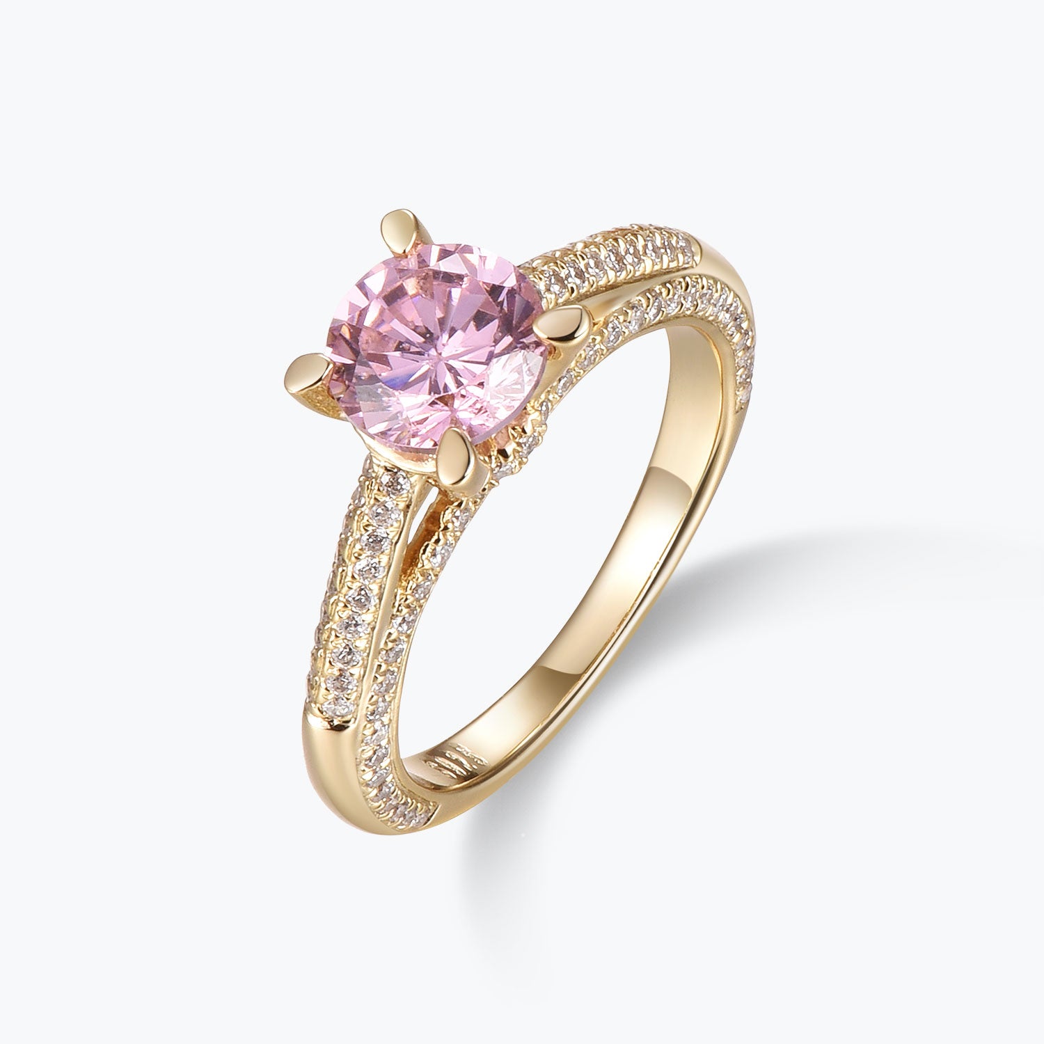 Round Cut Pink Gemstone Engagement Ring