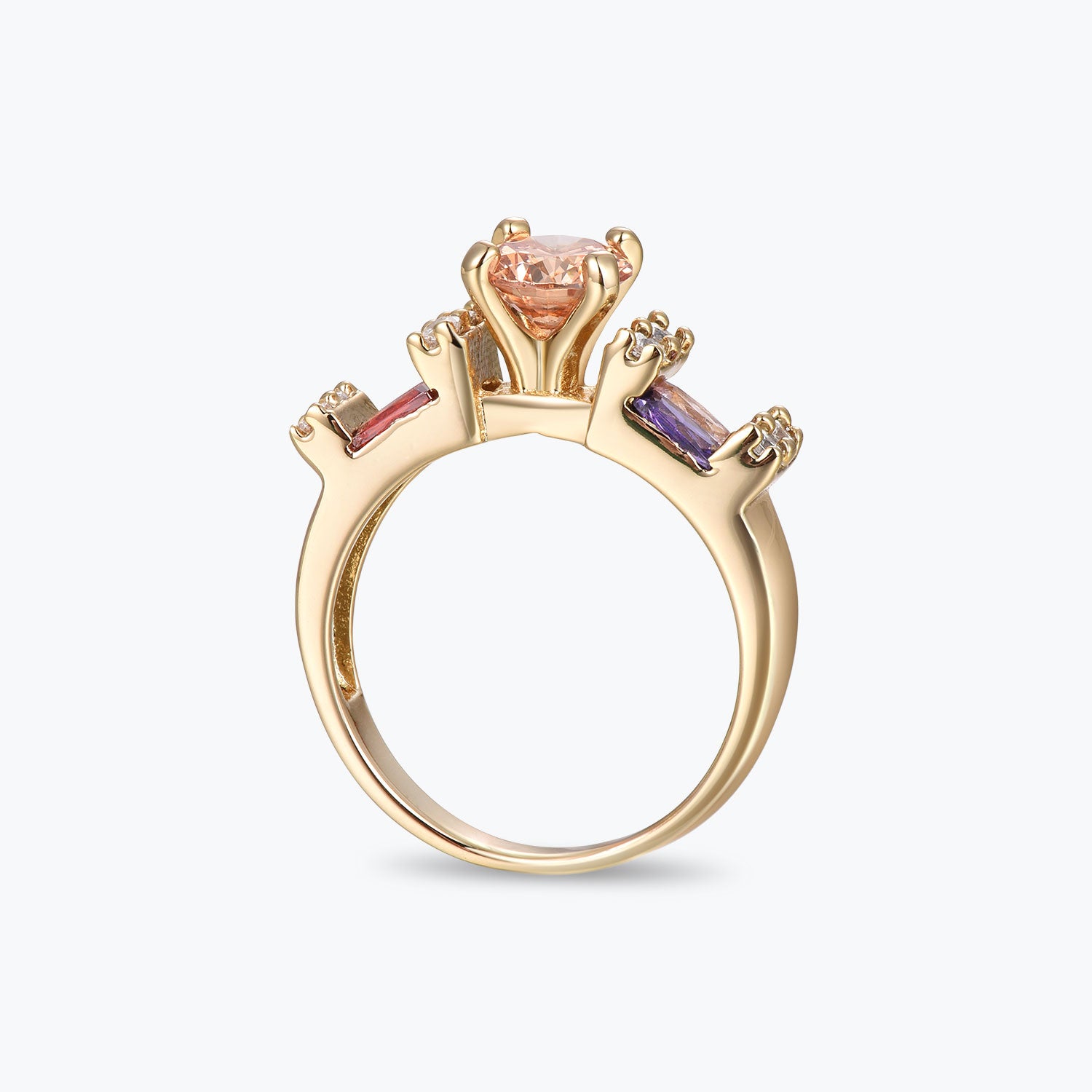 Dissoo® Gold Round Champagne Cocktail Statement Ring