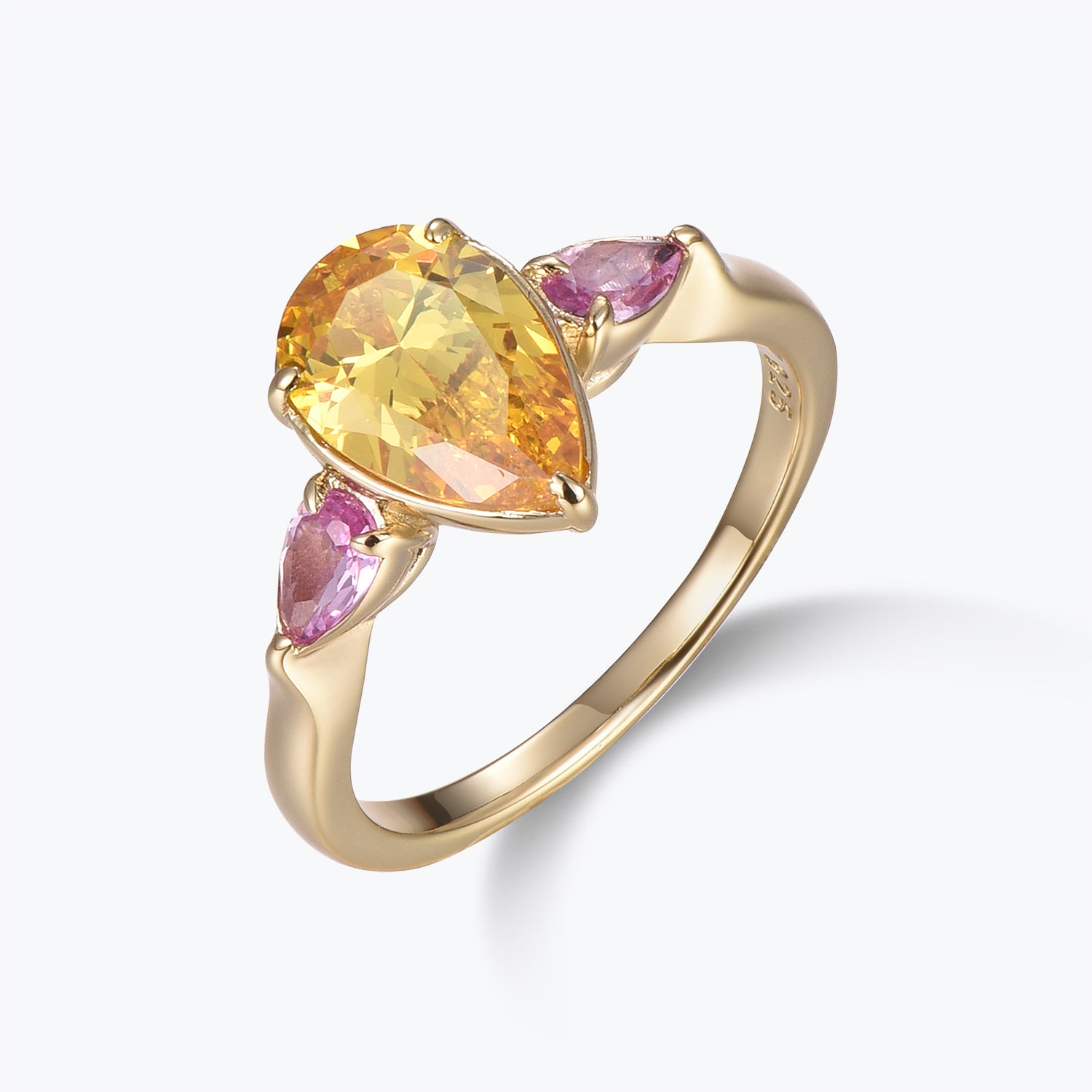 Pear Cut Yellow Gemstone Three-stone Cocktail Engagement Ring