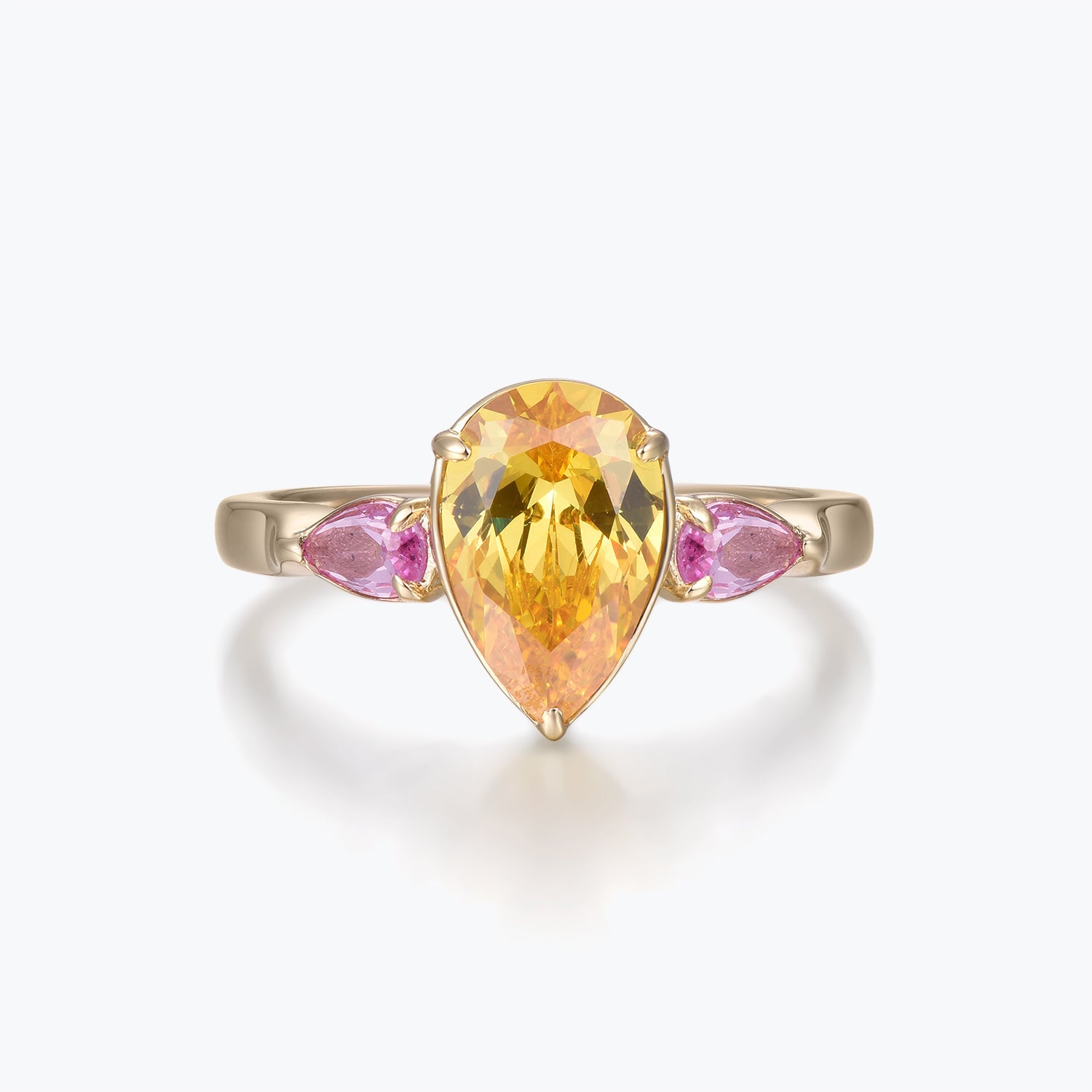Pear Cut Yellow Gemstone Three-stone Cocktail Engagement Ring